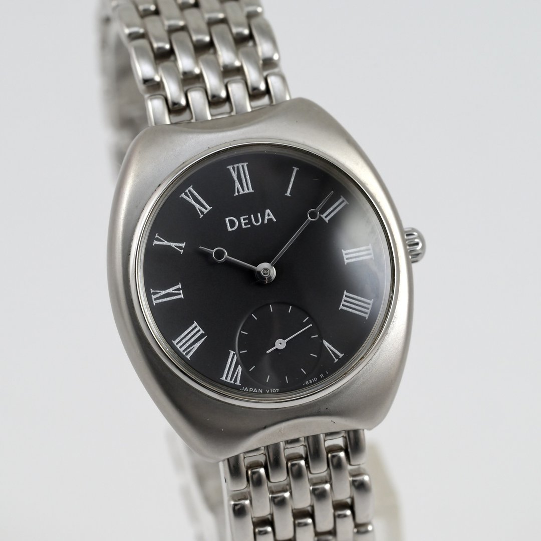 SEIKO ALBA DEUA 小秒针 V707-6160 女性腕表 石英圆形黑面 手表 古董表 - 女表 - 不锈钢 黑色