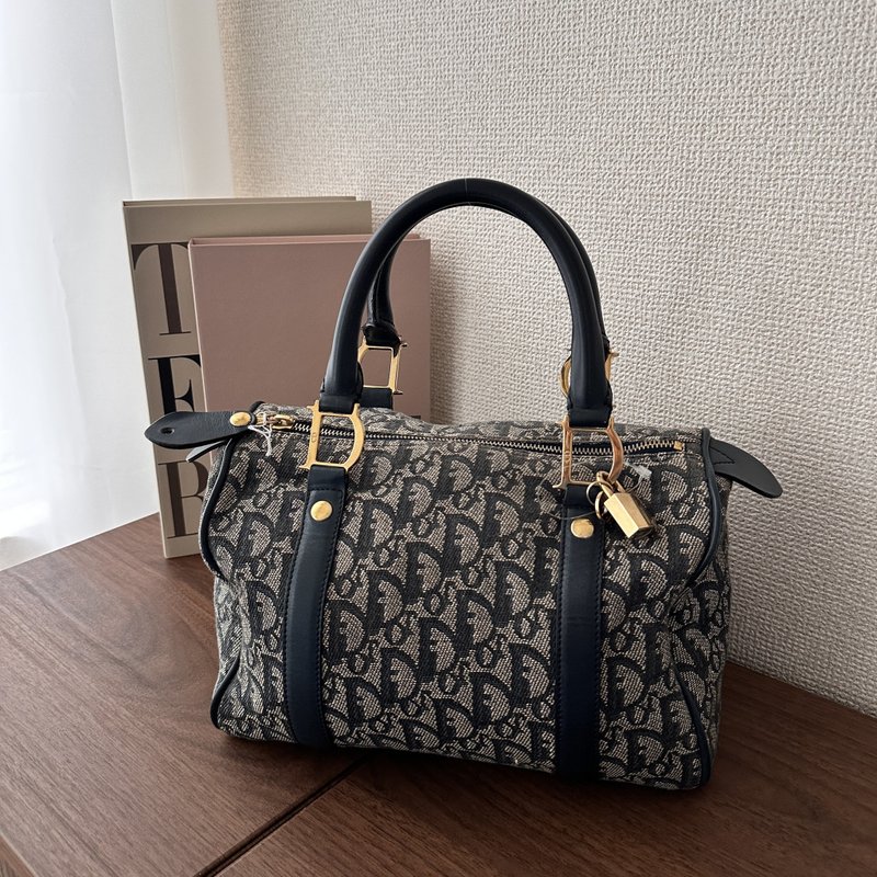 Christian Dior 迪奥 Trotter 系列 帆布 迷你波士顿包 - 手提包/手提袋 - 棉．麻 黑色
