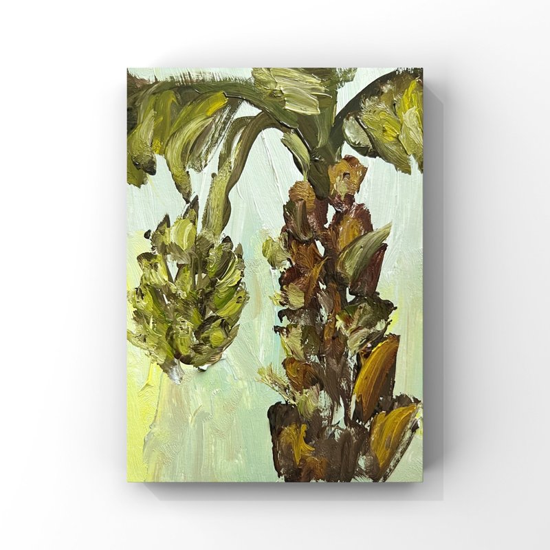 香蕉树艺术香蕉绘画香蕉果实棕榈树叶原创艺术品 - 海报/装饰画/版画 - 其他材质 绿色