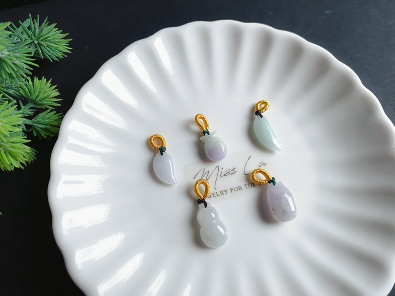 天然缅甸玉翡翠 葫芦 福瓜 钱袋 小物 线圈 可搭手链项链随意扣 - 吊饰 - 玉石 绿色