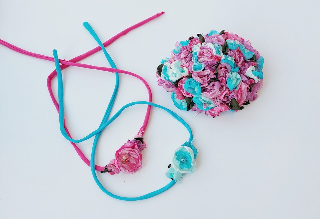 Floral Diaper Cover and newborn headband Newborn photography props girl - 婴儿饰品 - 其他材质 紫色