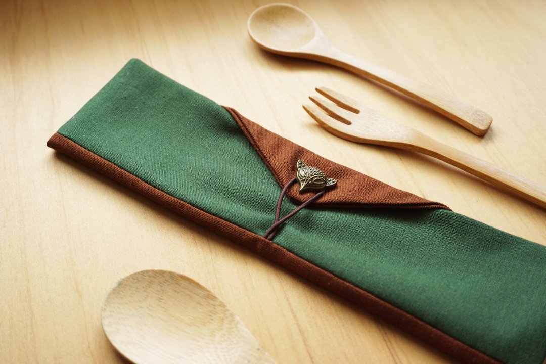 Lets 环保吧 - 餐具袋 – 狐狸绿 - eco-friendly - 筷子/筷架 - 棉 绿色