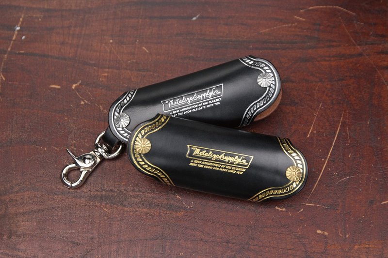 【METALIZE】复古茶芯皮革双向钥匙收纳包 - 钥匙链/钥匙包 - 真皮 