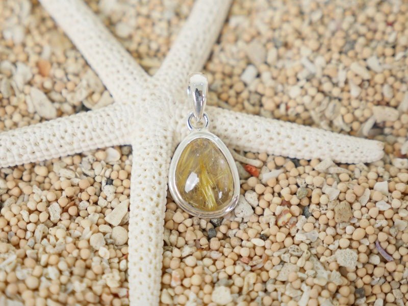 Golden power! Ruchiru Quartz pendant top - 项链 - 石头 金色