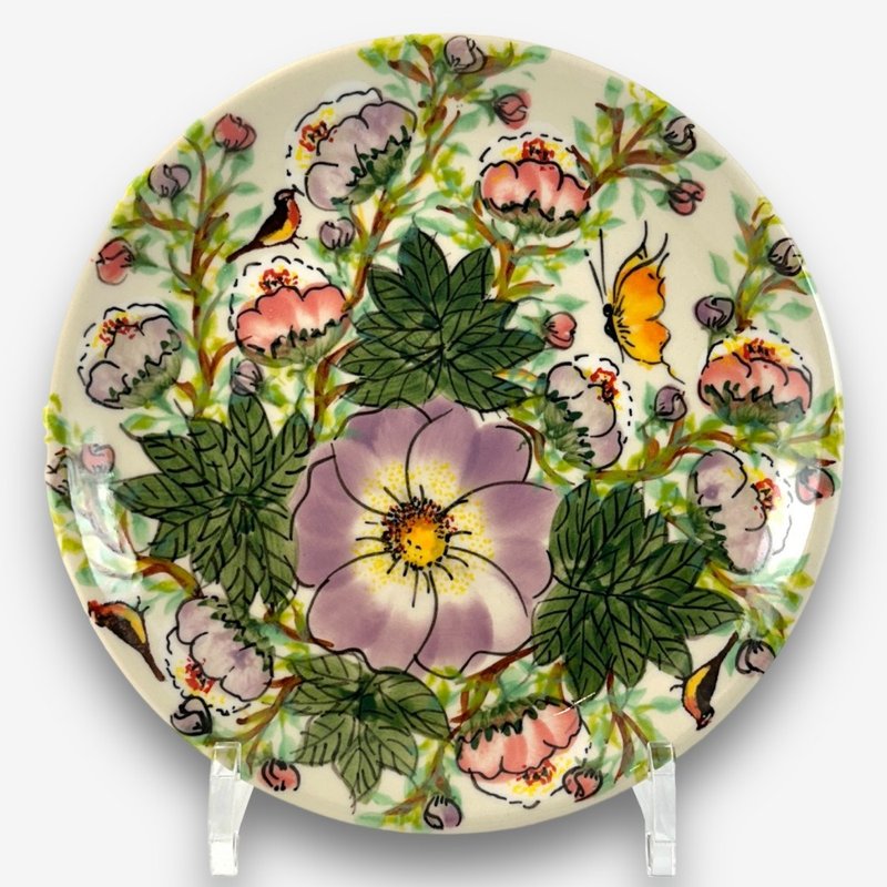 波兰手绘手工陶-圆盘 19cm 幻紫迷情系列 设计师款 - 盘子/餐盘/盘架 - 陶 紫色