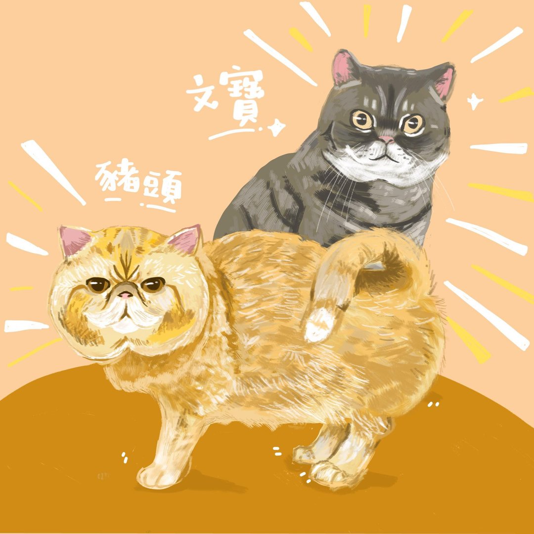定制化可爱似颜绘 | 宠物 数位电子档 (可另印纸卡连相架) - 订制画像 - 其他材质 多色
