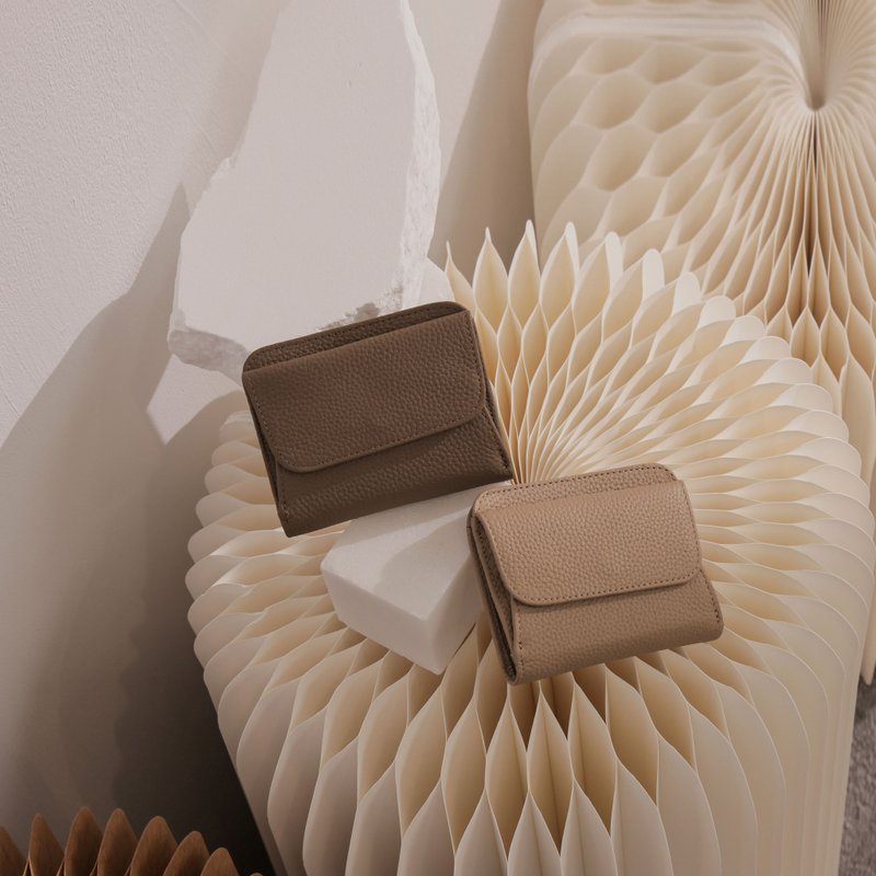 皮质折叠结构-多夹层短夹 - 皮夹/钱包 - 真皮 金色