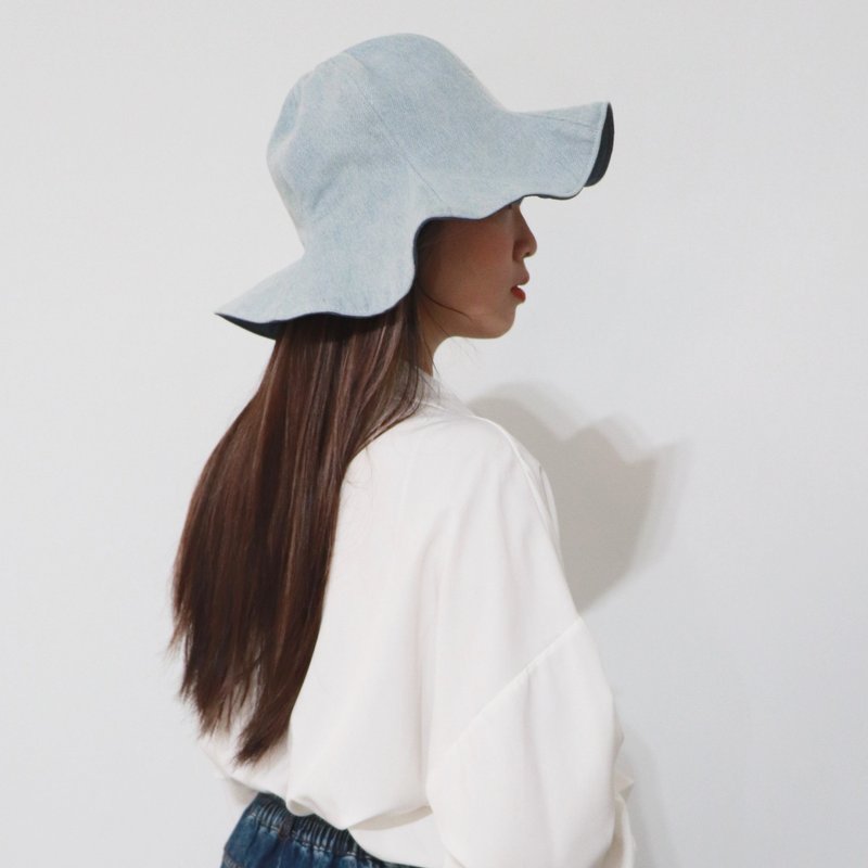 牛仔荷叶边帽--定制颜色请留言 - 帽子 - 棉．麻 