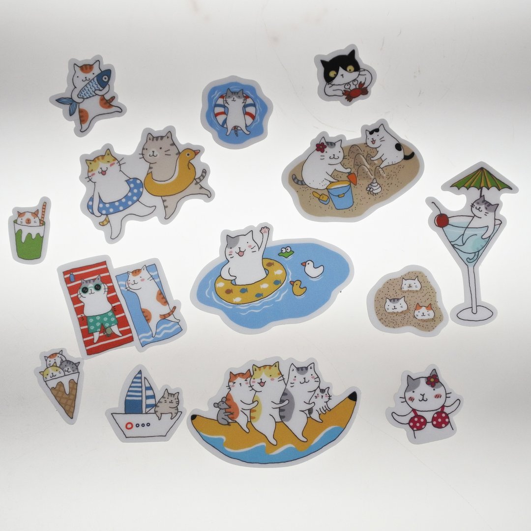 3猫小铺~海猫咪防水贴纸(插画家:猫小姐) - 贴纸 - 防水材质 