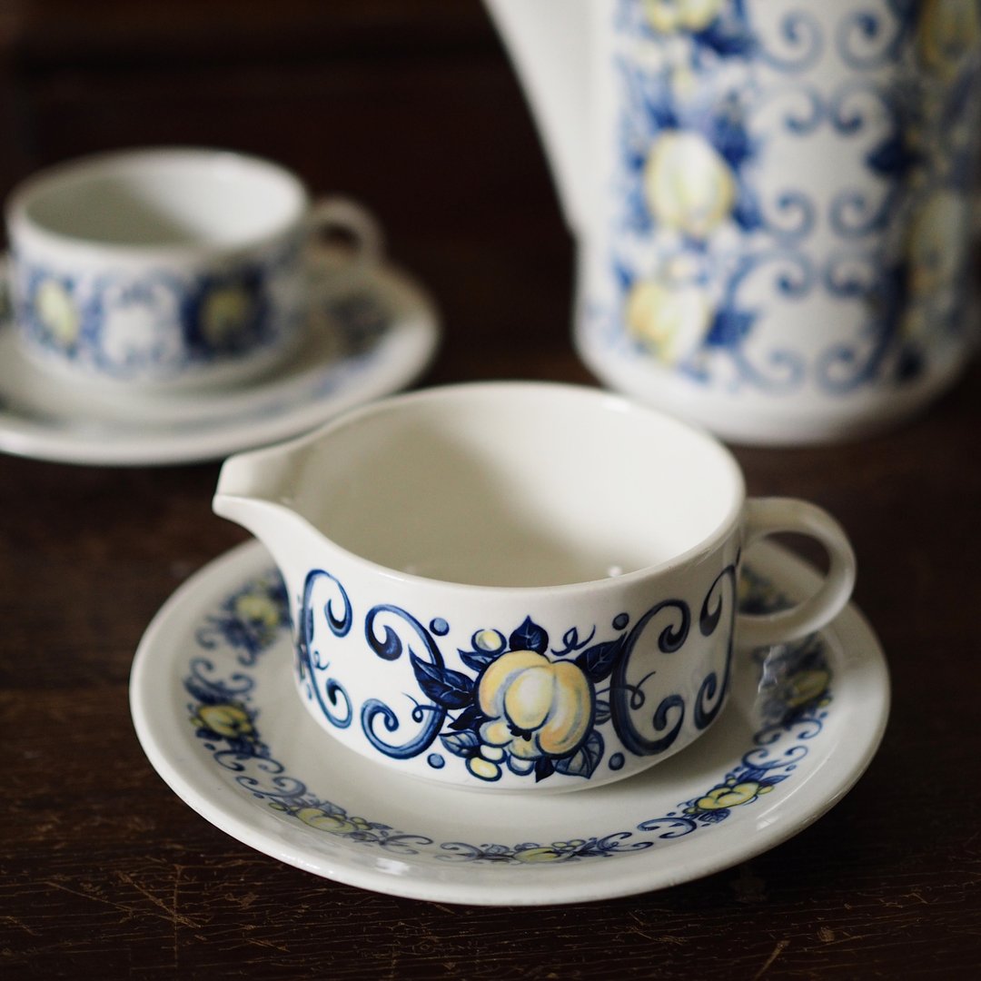 复古德国品牌 Villeroy & Boch 奶壶碟套装 - 咖啡杯/马克杯 - 陶 蓝色