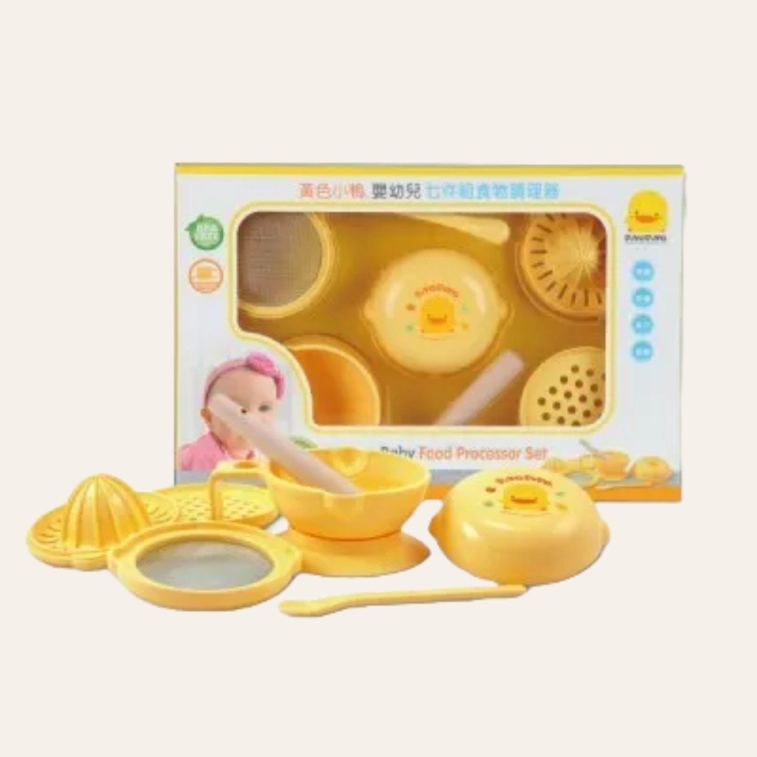 Piyo Piyo 黄色小鸭 婴幼儿七件组食物调理器 - 满月礼盒 - 其他材质 黄色