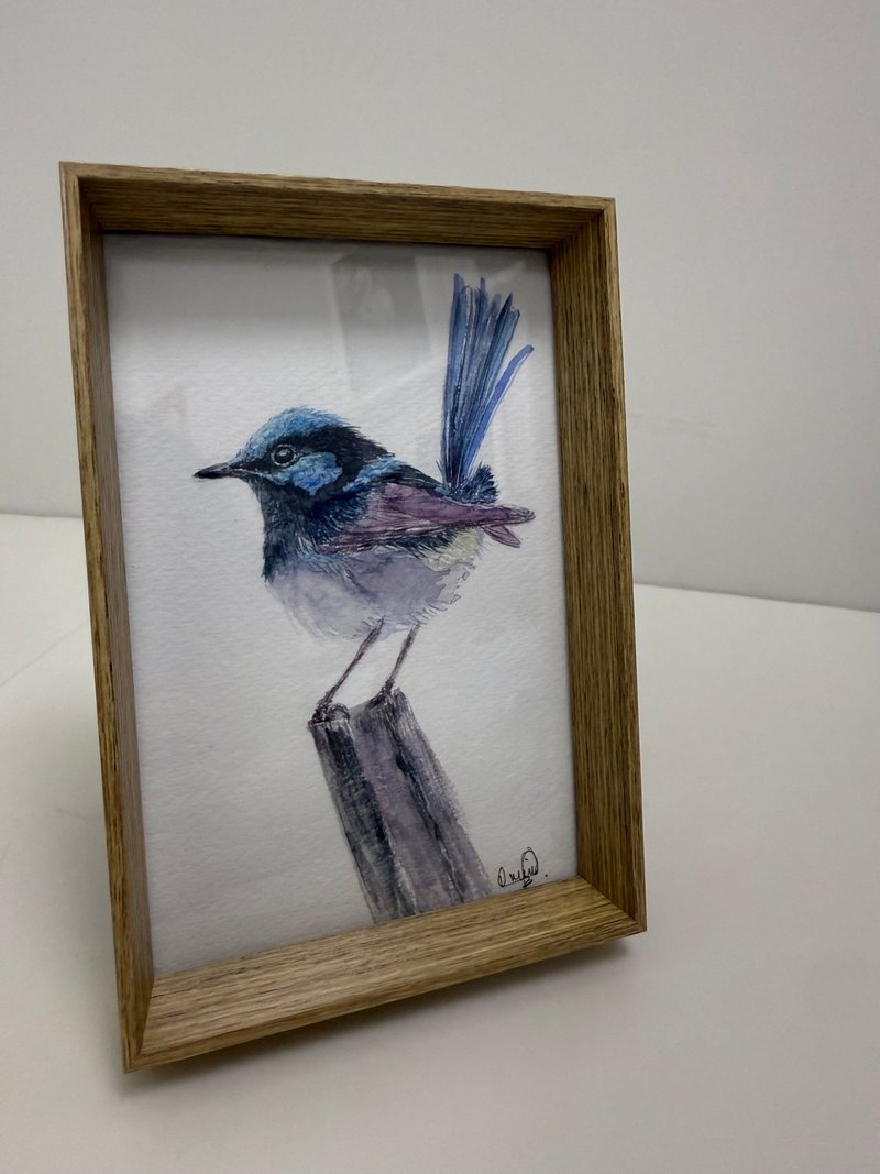 蓝色小鸟水彩画作 连画框 - 画框/相框 - 纸 蓝色