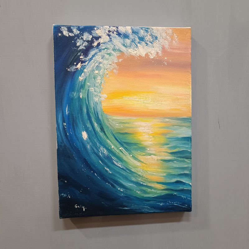 落日海浪-油画作品 展示品 教案样本 换季出清 海洋油画 - 海报/装饰画/版画 - 颜料 