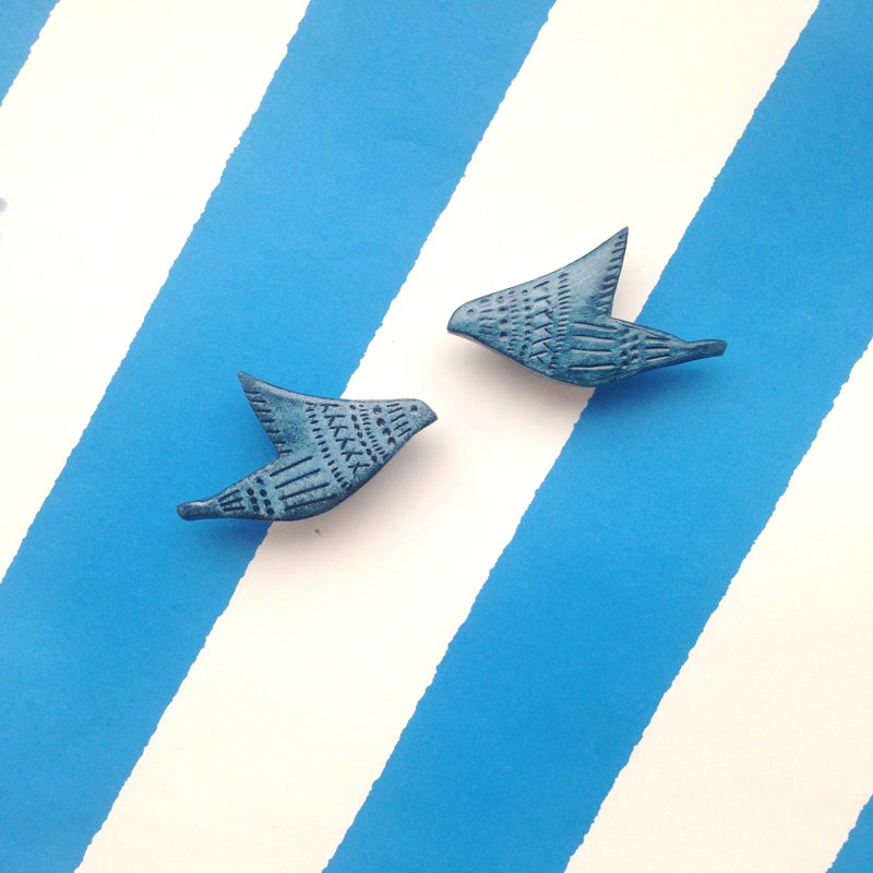 鸟语花香系列-星空蓝鸟别针/胸针 <SUMOMO> - 胸针 - 粘土 蓝色