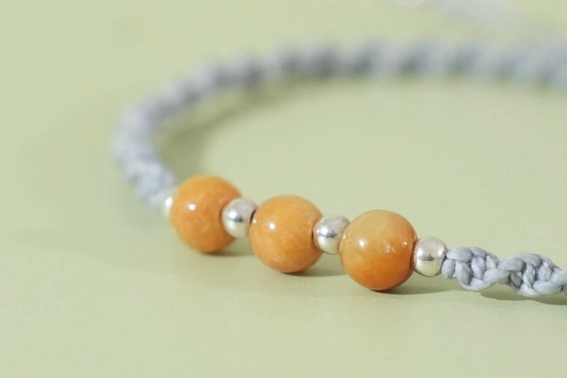 青雾Azure Mist 翡翠 蜡线手绳 - 手链/手环 - 玉石 橘色