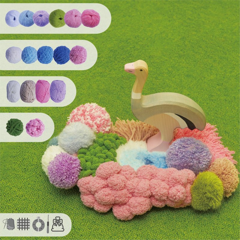 起源 - 簇绒粉色 3D 苔藓杯垫 DIY 套装 材料包 - 编织/刺绣/羊毛毡/裁缝 - 棉．麻 粉红色