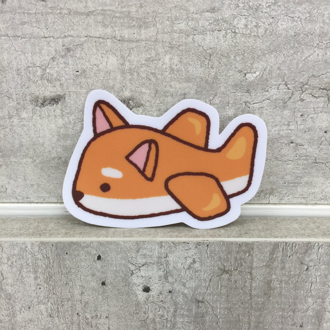 柴犬飞机小防水贴纸 SS0090 - 贴纸 - 纸 橘色