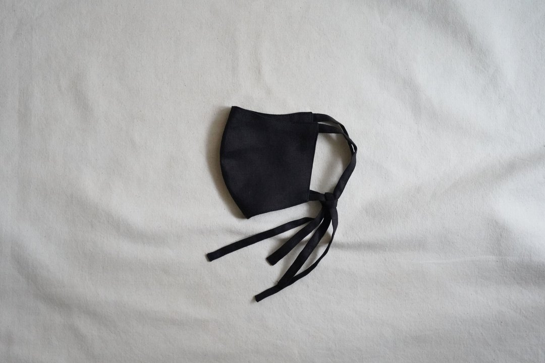 unisex mask | 双色绑带口罩 |  墨 黑 x 墨 黑 - 口罩 - 棉 黑色