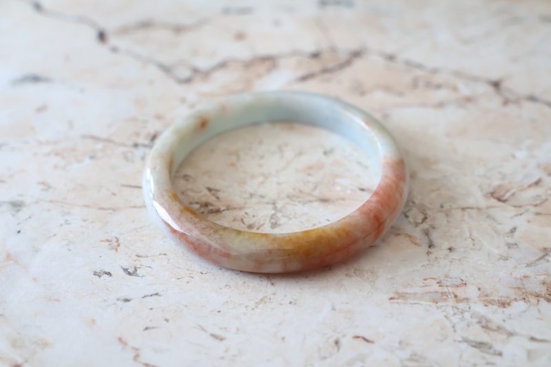 Journal-花魁 天然A货翡翠(缅甸玉)胭脂红翡x日落橘细版平安手镯 - 手链/手环 - 宝石 