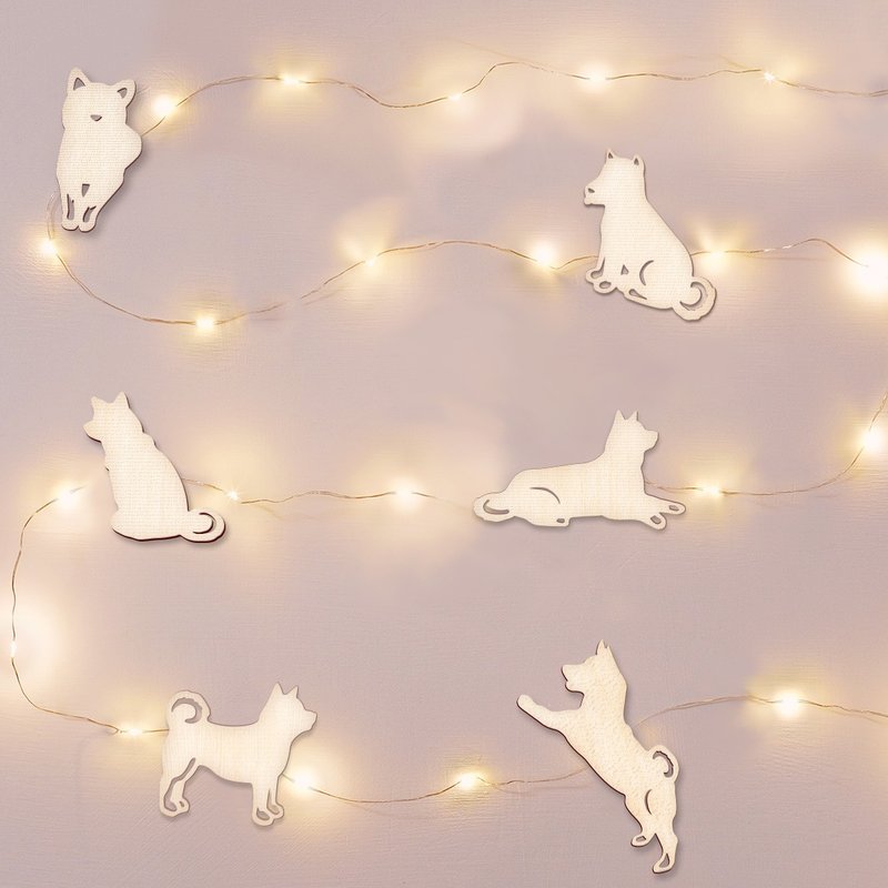 小柴犬星空挂线灯+万用木制卡片(长度5/10米  USB供电) - 灯具/灯饰 - 木头 卡其色