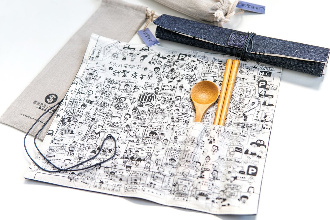 福利品_武圣夜市棉布手工餐具包(含餐具) - 筷子/筷架 - 棉 