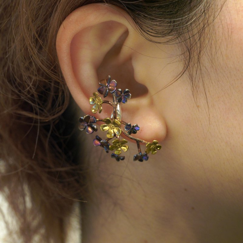 酢酱草 耳骨夹 - 耳环/耳夹 - 纯银 