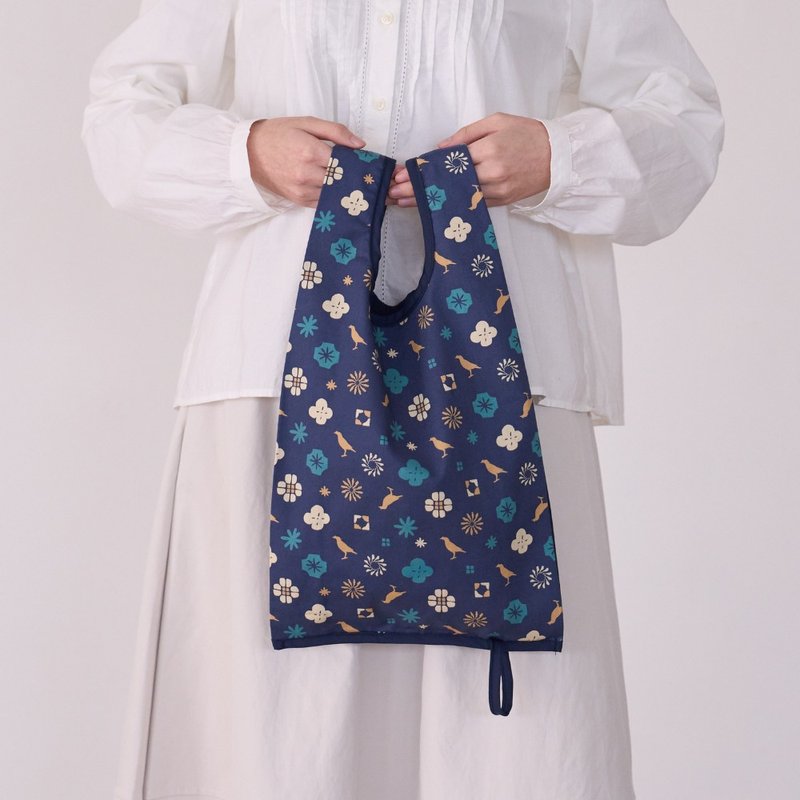 可收卷小背心袋/经典花色/沉稳蓝/经典新色IV - 手提包/手提袋 - 棉．麻 蓝色