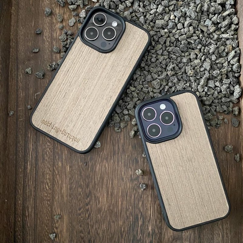 iPhone 14/ iPhone 14 Plus/ iPhone 14 Pro/ iPhone 14 Pro Max - 手机座/防尘塞 - 木头 灰色