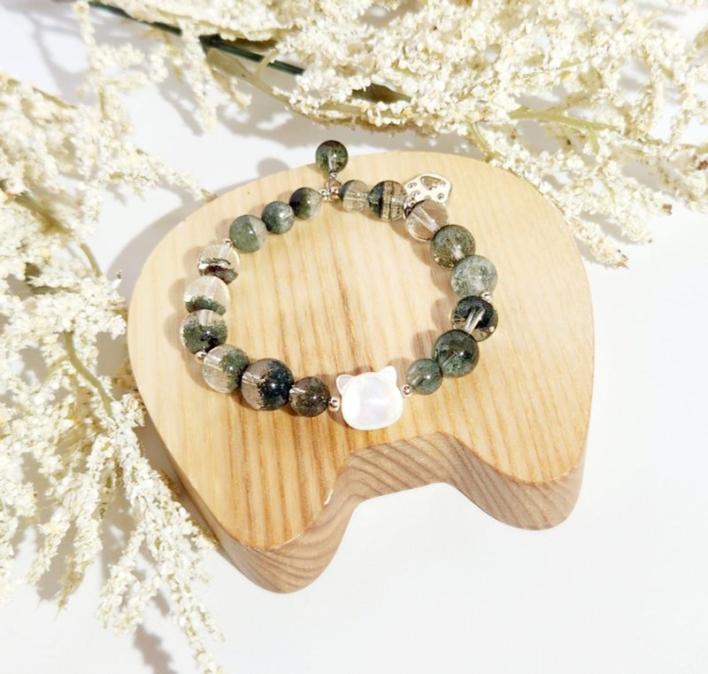 萌萌清新猫喵头 -  天然聚宝盆绿幽灵水晶手链 - 手链/手环 - 水晶 