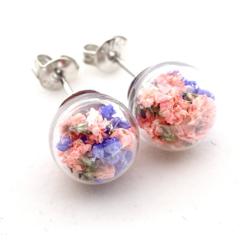 爱家作- OMYWAY DIY 干花  玻璃球 耳针 耳环 耳勾 垂挂 耳夹 1cm - 耳环/耳夹 - 玻璃 
