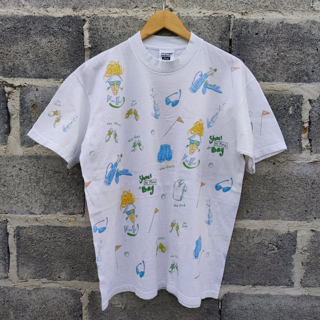 90 年代复古印花高尔夫 T 恤 Relevant Equivalent golf All Overprint T-Shirt - 男装上衣/T 恤 - 棉 白色