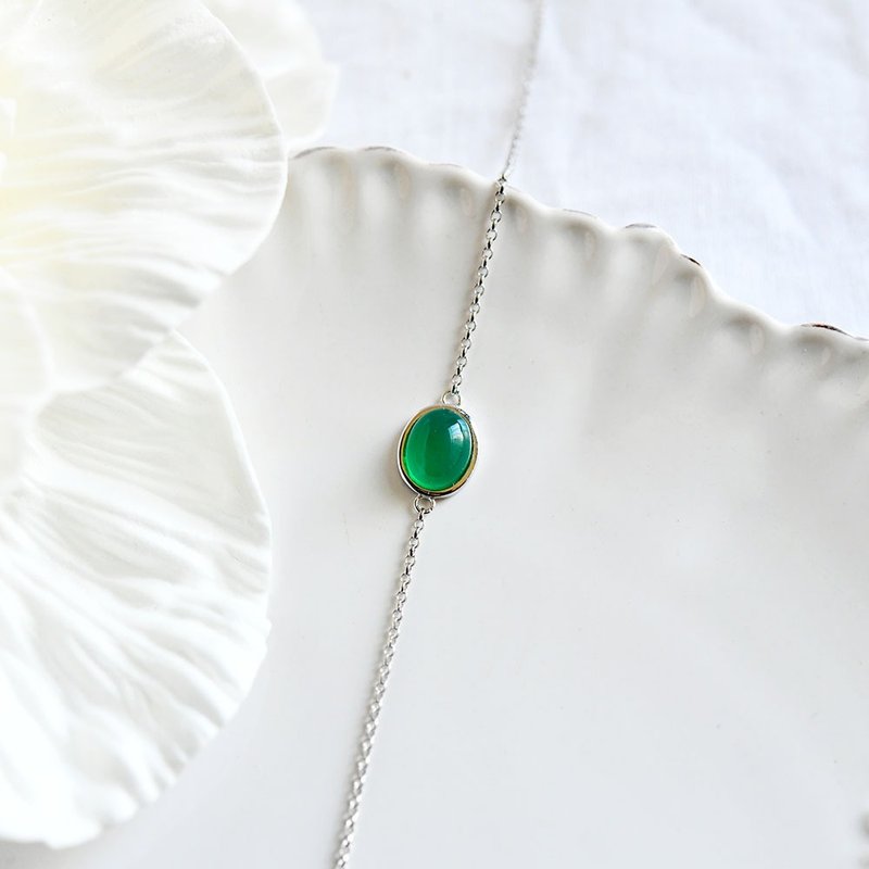 Family Acupuncture Deepening Healing Health Maintenance Stones Green Agate Bracelet May Birthstone - 手链/手环 - 宝石 绿色