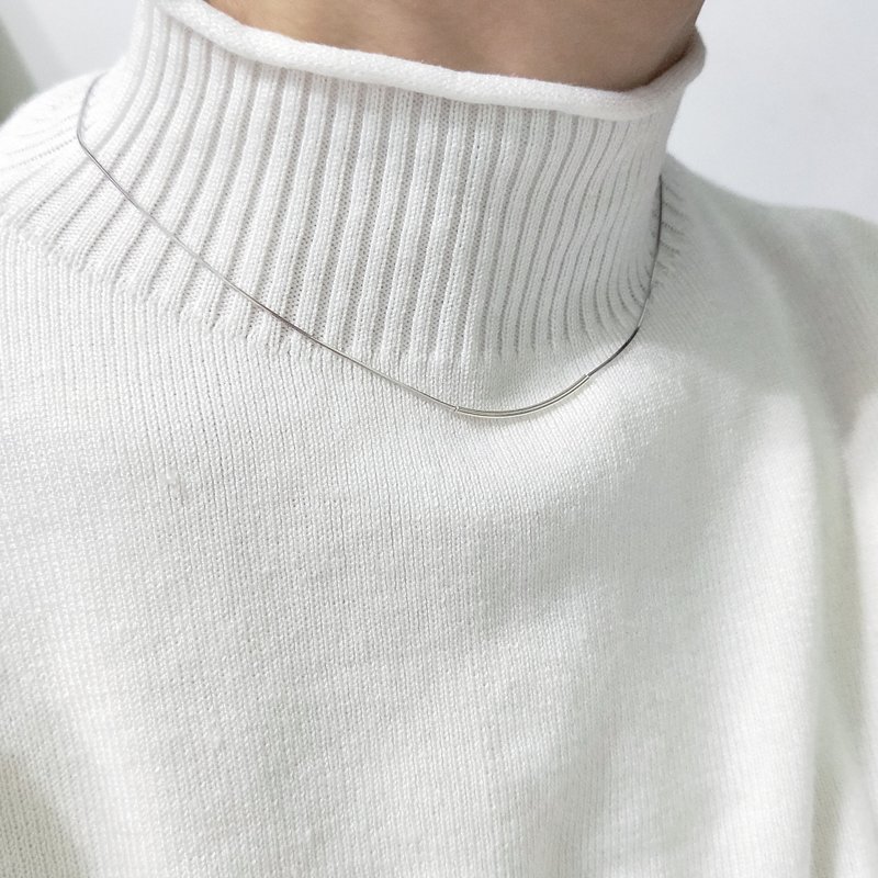 │简约│极细月牙锁骨链 • 纯银项链 - 锁骨链 - 其他金属 