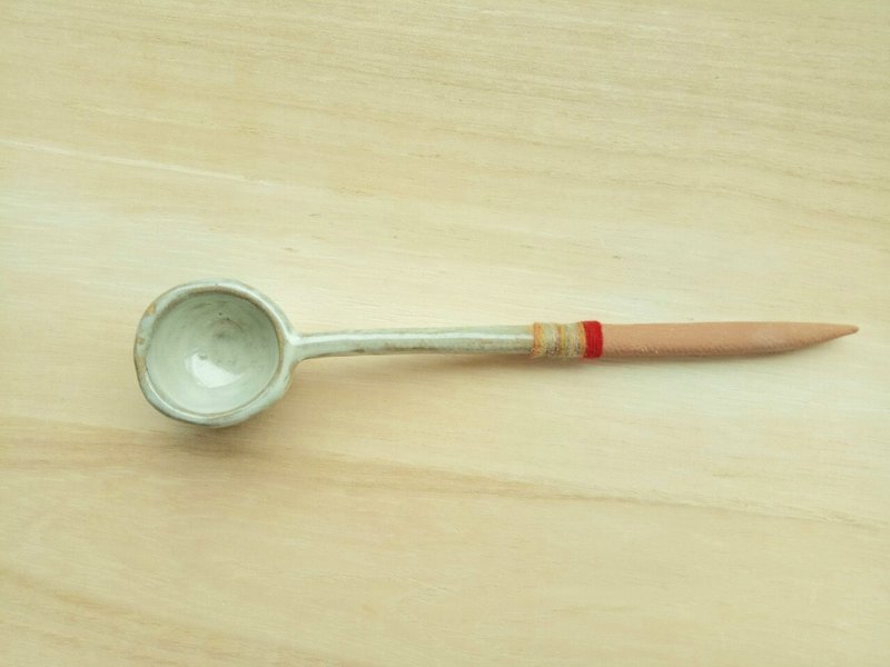 自在用绿白手捏汤匙 - 厨房用具 - 陶 绿色