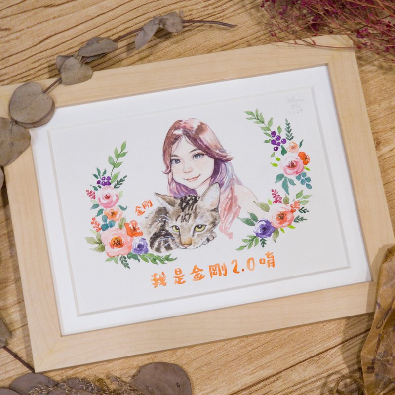 【伊森肖像画】似颜绘水彩画 (7寸/相框需另购) - 喜帖 - 纸 白色