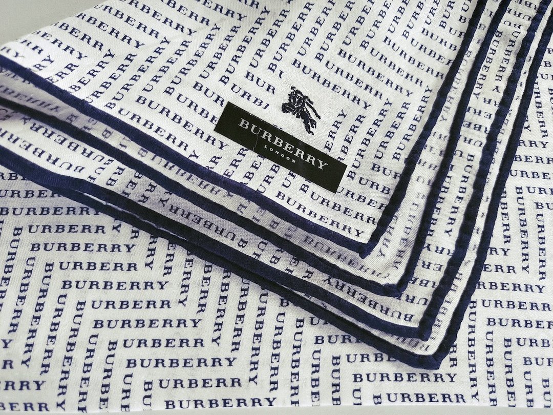 Burberry 古董手帕 Monogram 黑白款 21 x 20.5 英寸 - 手帕/方巾 - 棉 白色