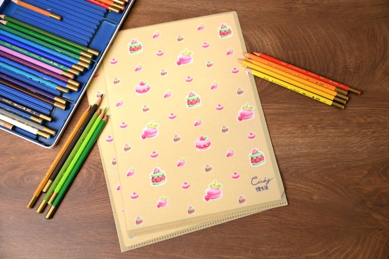 手绘插画甜点系列 A4 L 夹 3 入组 - 文件夹/资料夹 - 塑料 