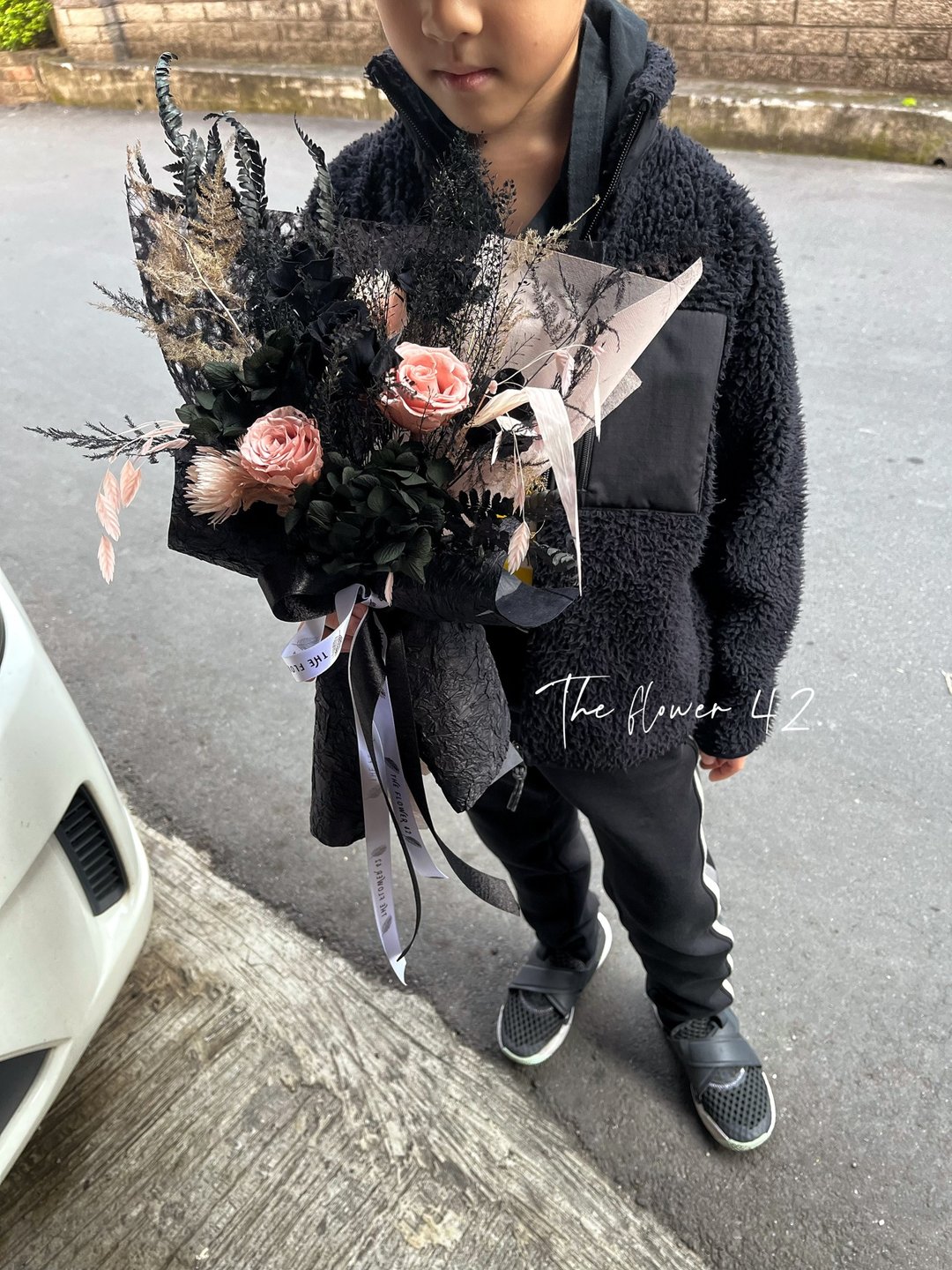 /The flower 42 情人节永生黑粉花束中 - 干燥花/捧花 - 植物．花 黑色