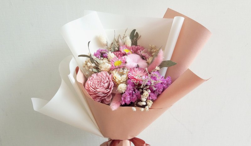 与实花||未闻花名 花束 干燥花 手作 求婚花束 - 植栽/盆栽 - 植物．花 粉红色