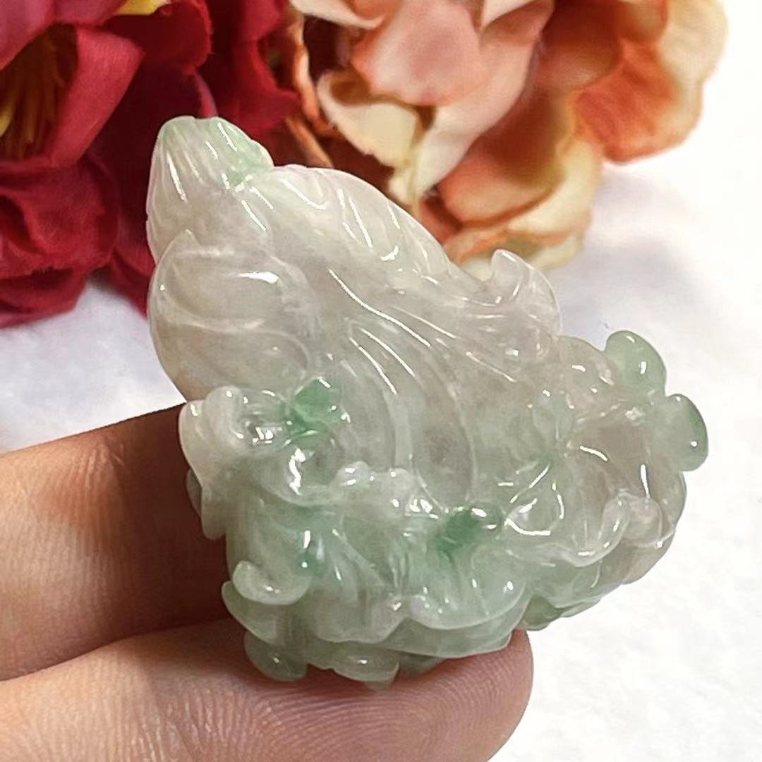 多宝晶石/天然翡翠A货白菜吊坠/春彩白菜/冰春彩/绿白菜/紫白菜 - 项链 - 玉石 多色
