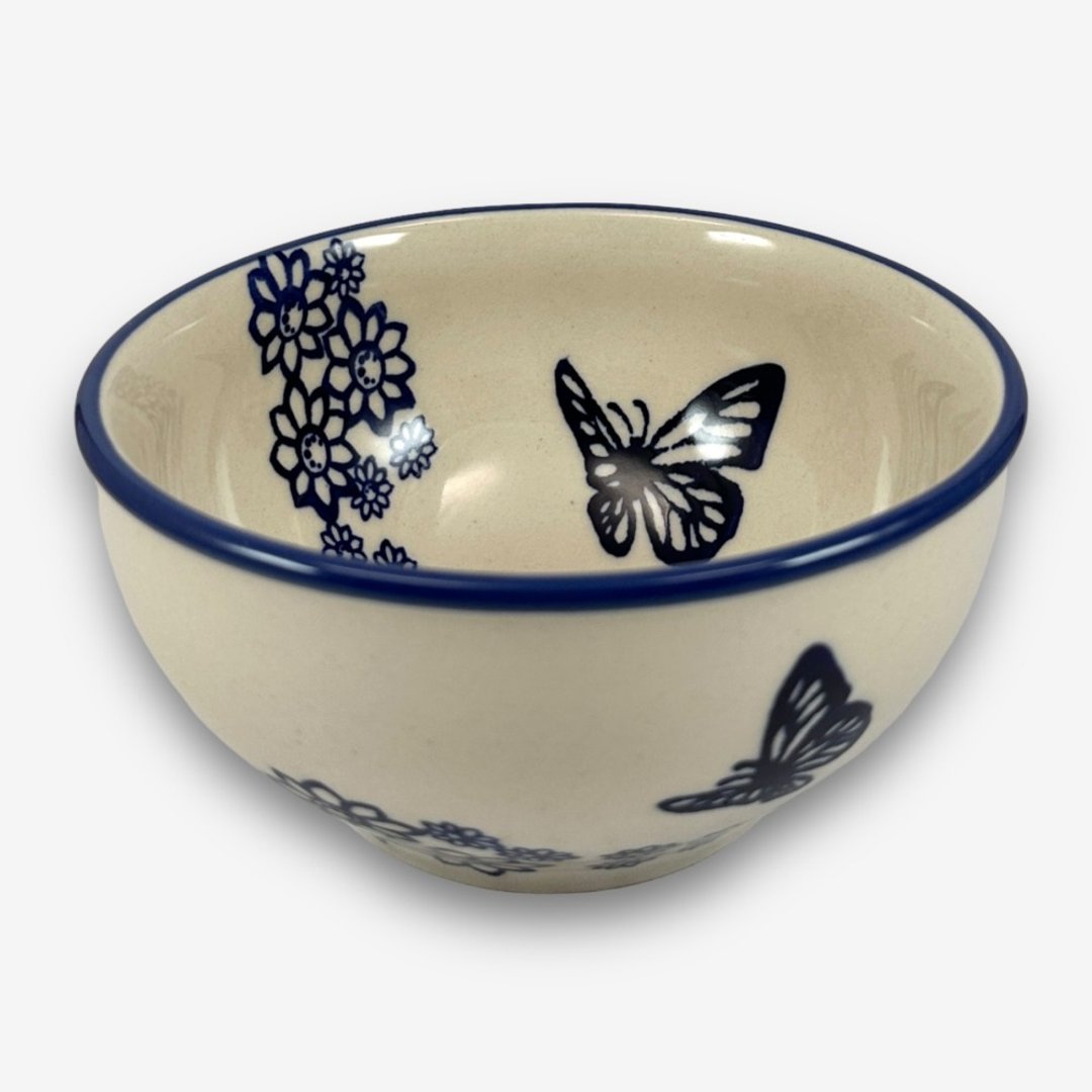 波兰手绘手工陶-饭碗 13cm 简约舞蝶系列 设计师款 - 碗 - 陶 蓝色