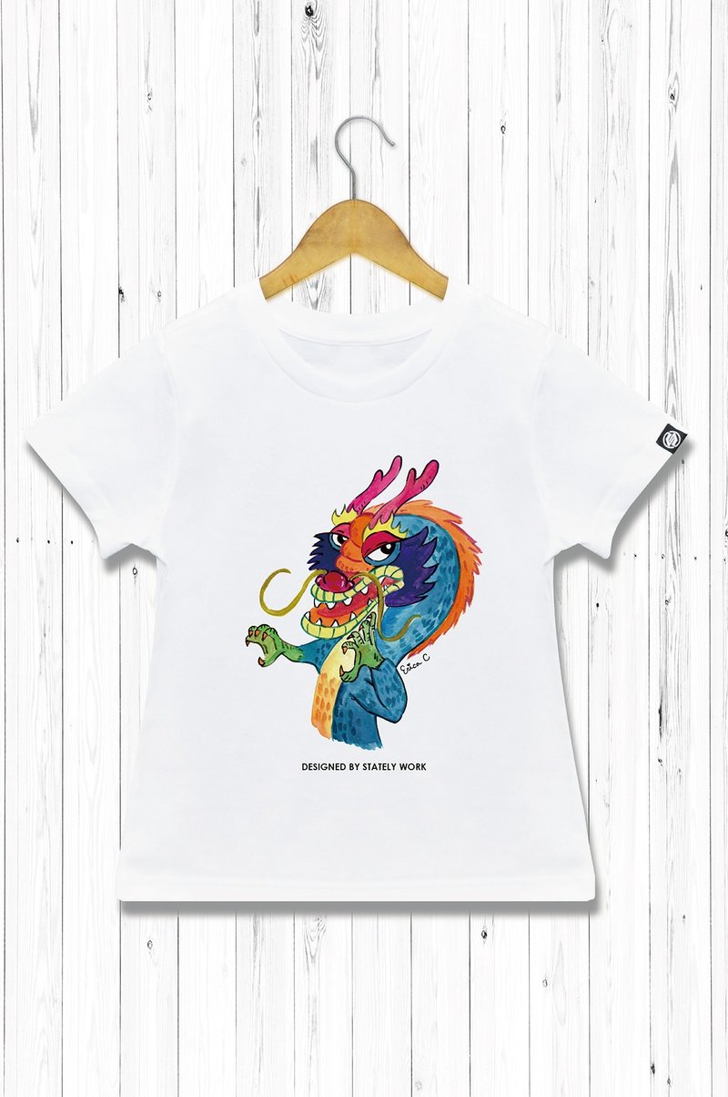 STATELYWORK 厌世生肖-龙-男女童装白T恤 - 童装上衣 - 棉．麻 白色