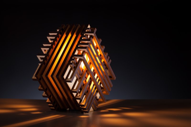 禅风木制暖灯-倾矩 - 灯具/灯饰 - 木头 咖啡色