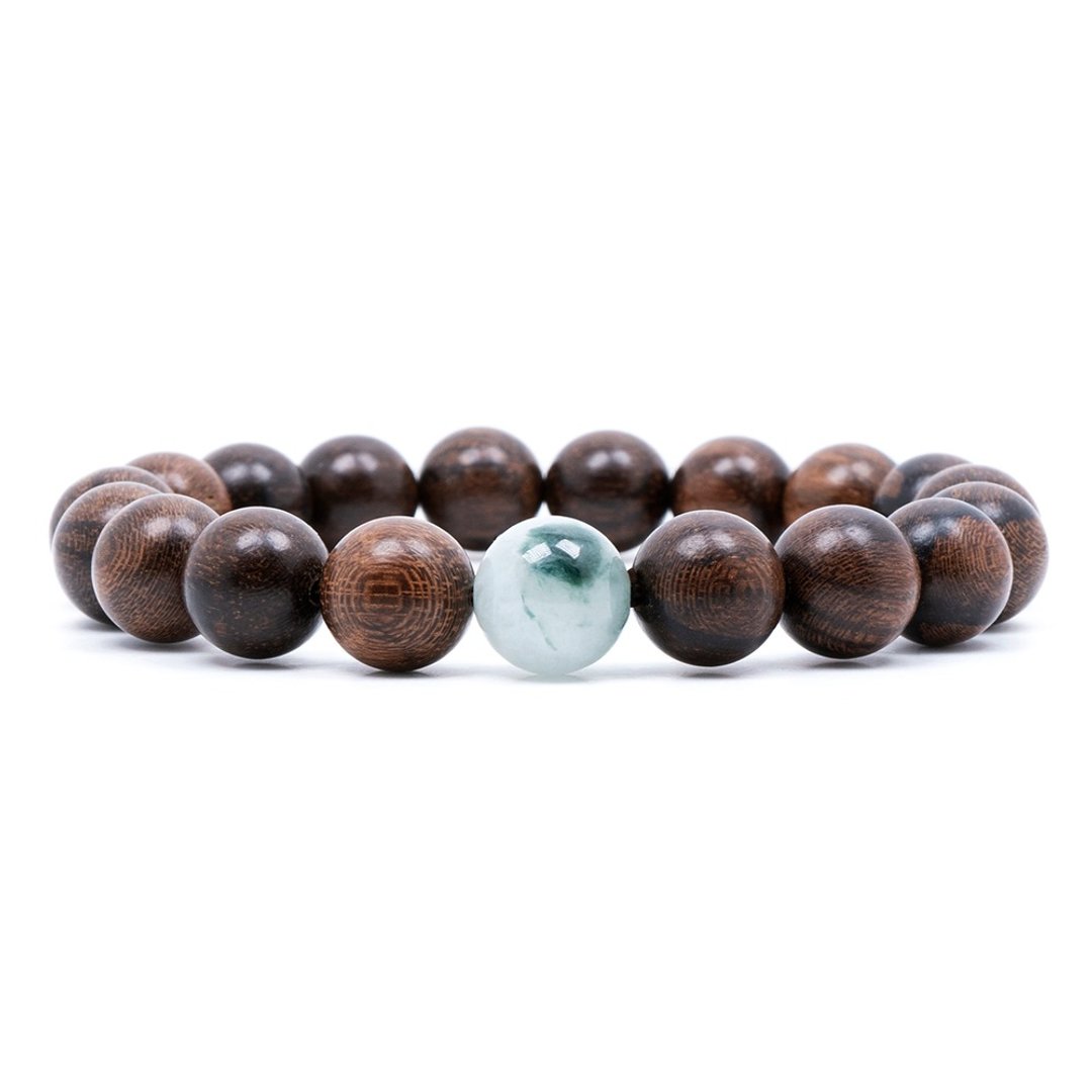 【正佳珠宝】翡翠 印尼 达拉干沉香木 10mm 天然A货翡翠 翡翠手链 - 手链/手环 - 半宝石 多色