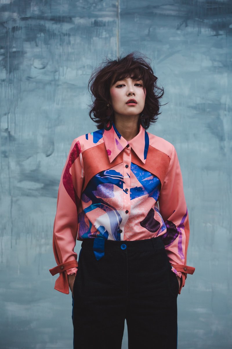 麂皮拼接印花衬衫 - 女装衬衫 - 聚酯纤维 多色