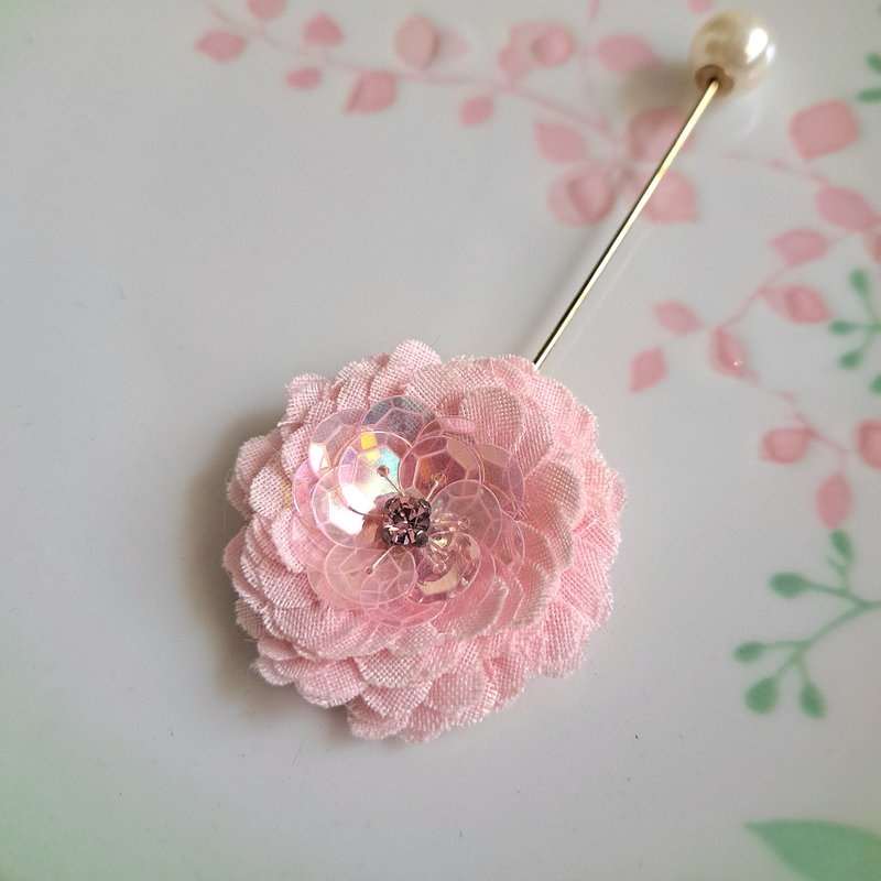 山茶花帽针/别针-柔粉 - 徽章/别针 - 其他材质 粉红色