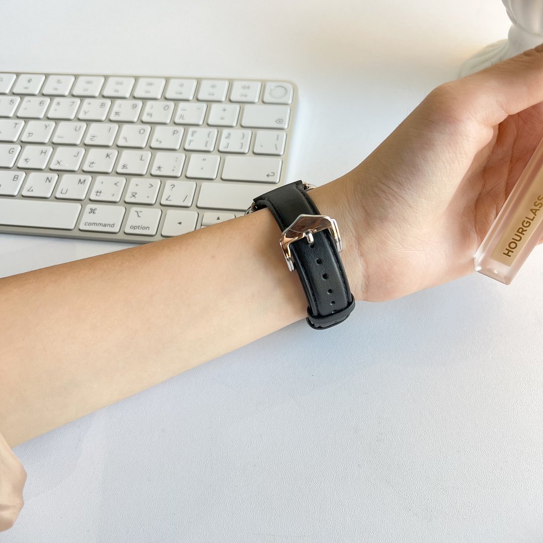Apple Watch 质感细款牛皮真皮表带 (加厚款) 沈稳黑 - 表带 - 真皮 黑色