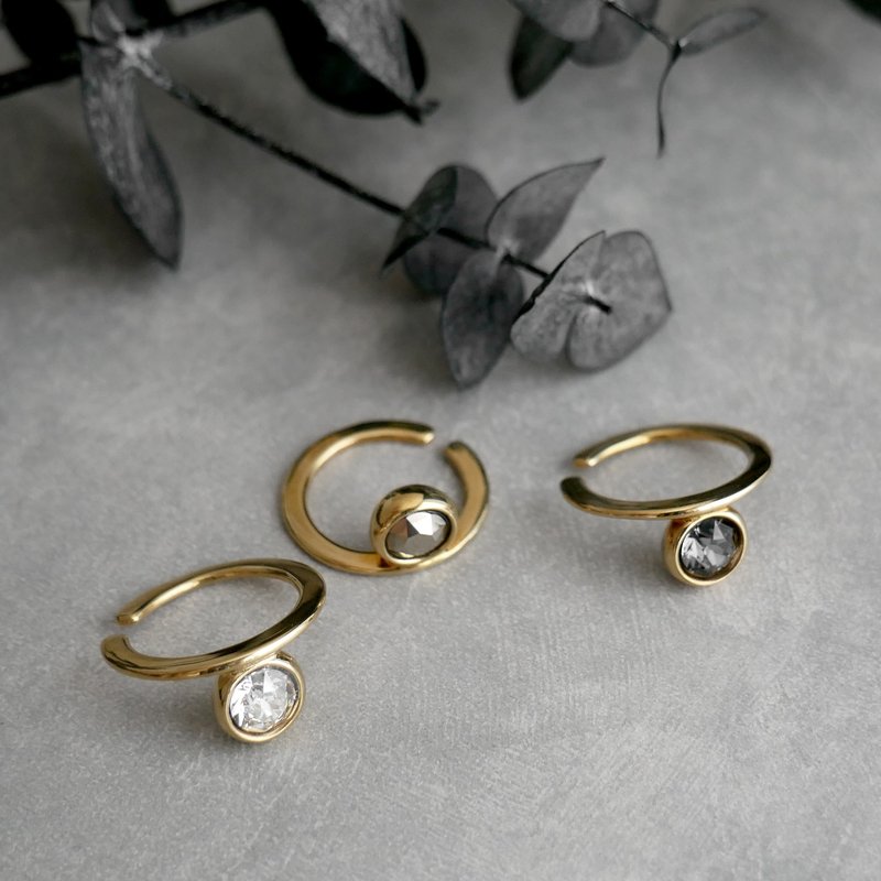 スワッグイヤカフ テトラゴナ / brass C137 - 耳环/耳夹 - 铜/黄铜 金色