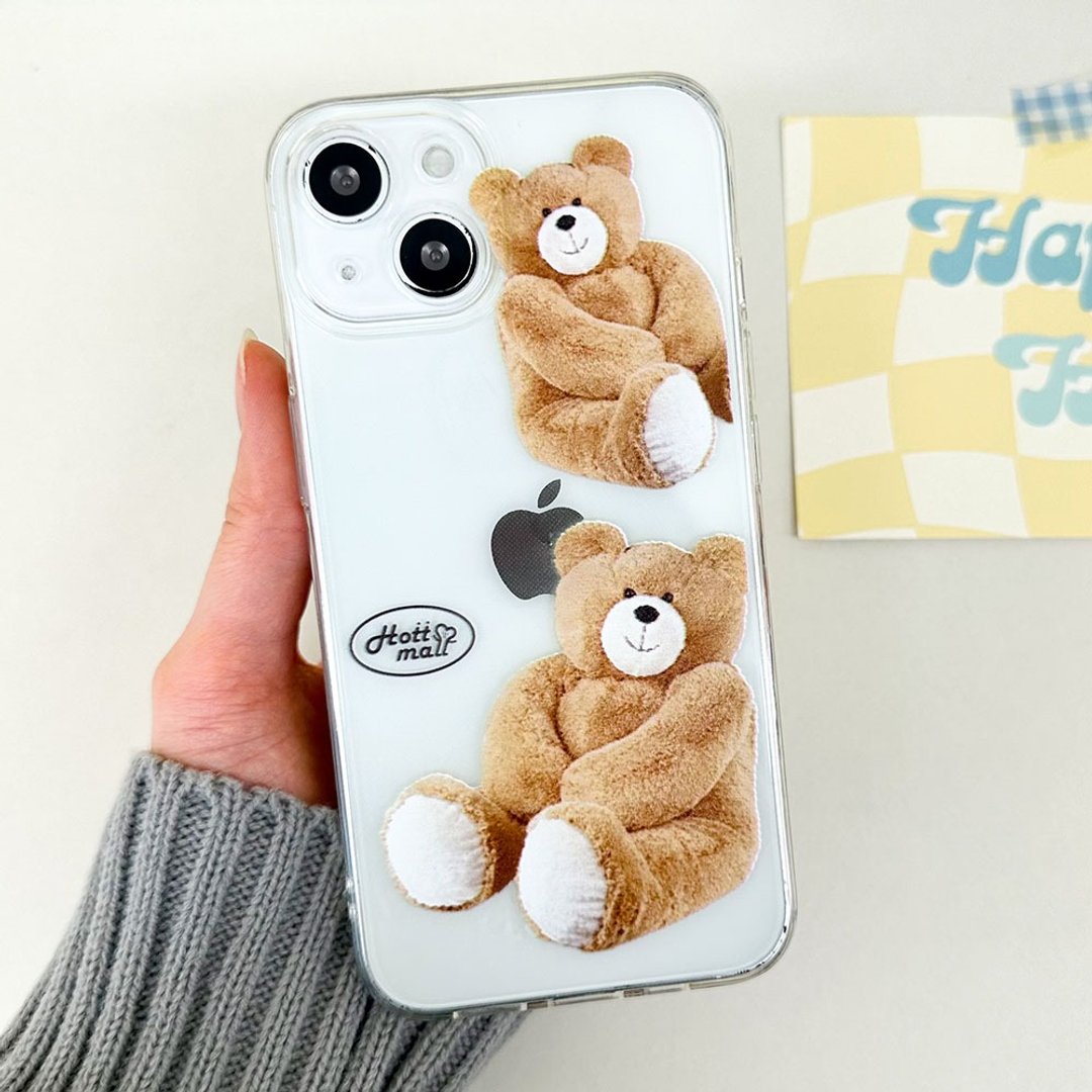 iPhone 16/15/14/13/12/11/XS/XR/7/8/SE2/SE3 大熊透明手机壳 - 手机壳/手机套 - 塑料 多色