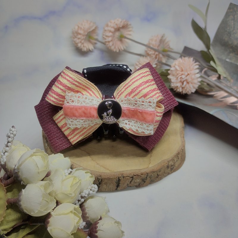 酒红系列-鲨鱼夹香蕉夹弹簧夹 - 发饰 - 棉．麻 红色